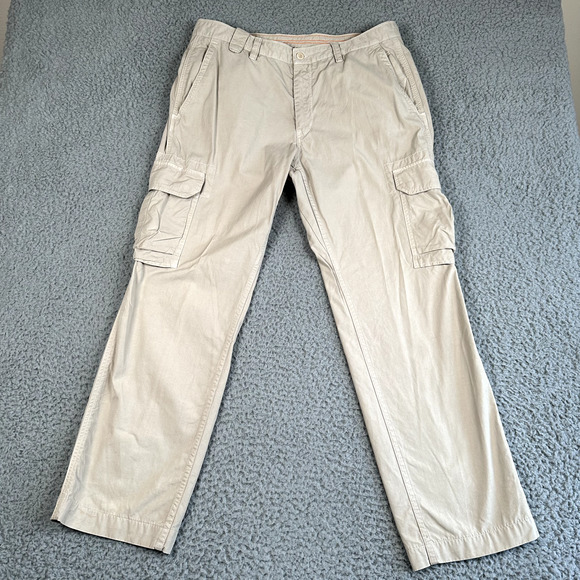 Mason's Military Cargo Pants Men's 35‎ Beige Straight Leg Utility Pockets Cotton - Picture 1 of 13